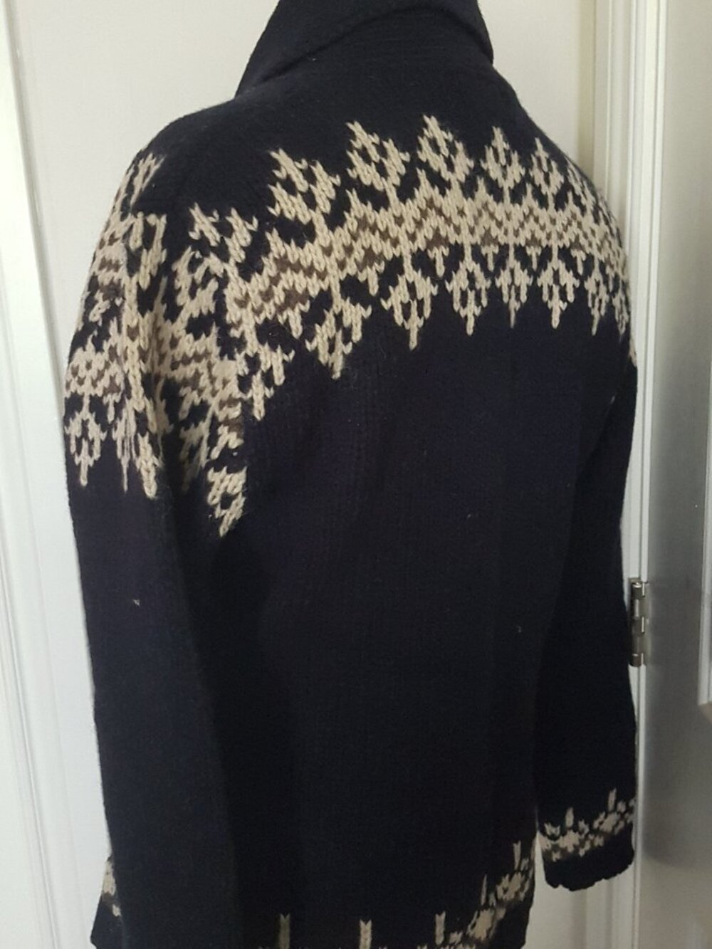 JACOB 100% Wool Woman Cardigan Sweater Black/white Fair Isle patterns Size S - Picture 4 of 5